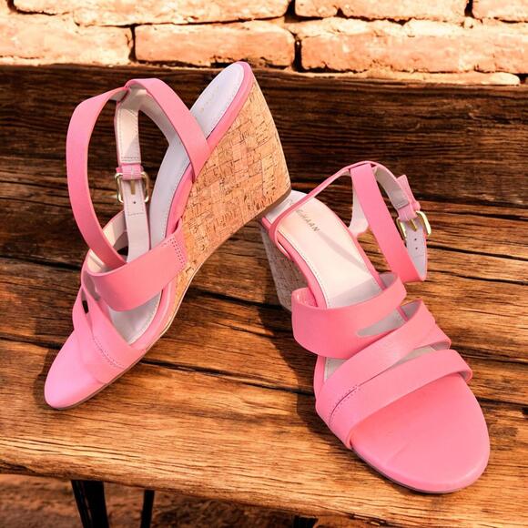 NWOB Women's Cole Haan Marieta‎ Strappy Cork Wedges Size 8M Sandals - Picture 1 of 6